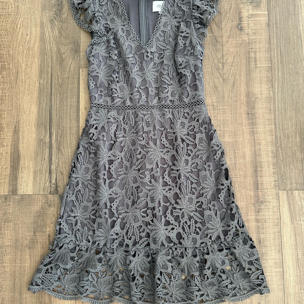 Elegant Gray Lace Dress
